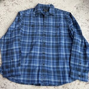 Bonobos Mens Blue Plaid Cotton Hemp Flannel Button Down Shirt size Large